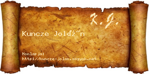 Kuncze Jolán névjegykártya