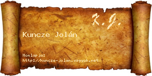 Kuncze Jolán névjegykártya