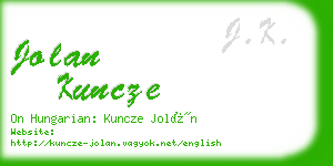 jolan kuncze business card